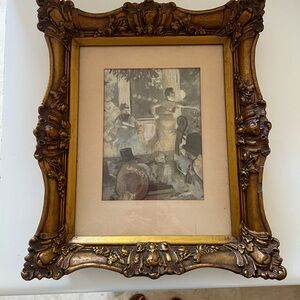 Antique wood Ornate Gold Picture Frame with Art Print